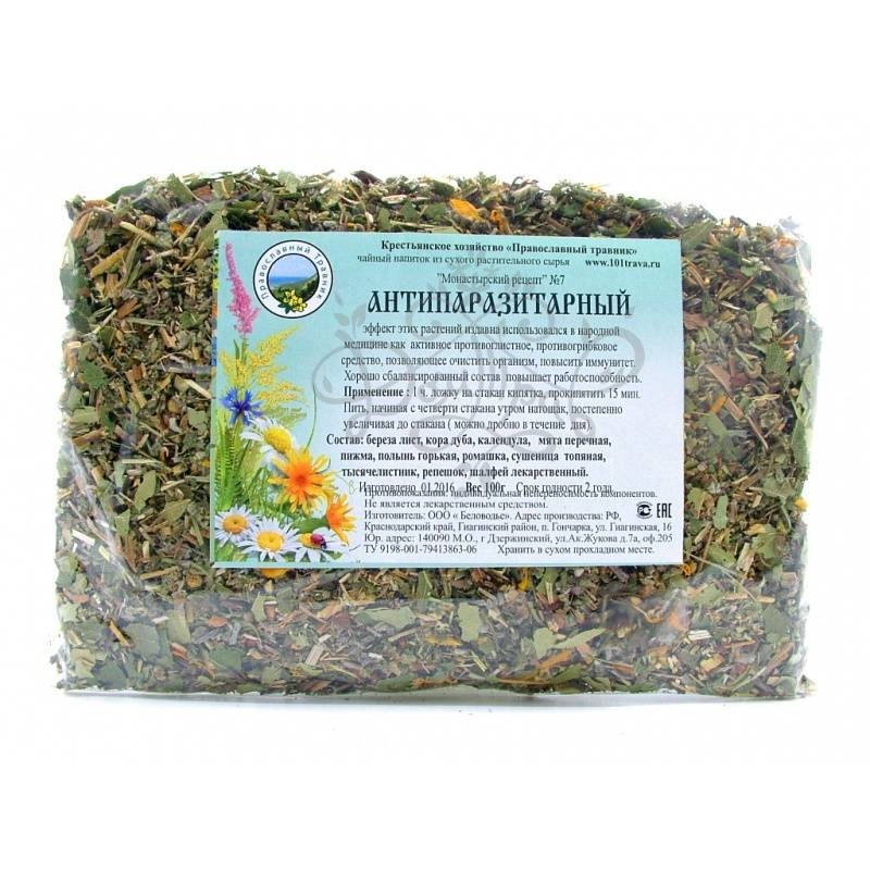 Монастырский антипаразитарный  чай (сбор трав от паразитов): состав, действие, отзывы