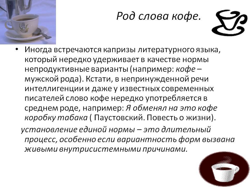 Какого рода кофе в русском языке: мужского или среднего