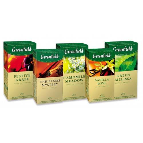 "гринфилд" (чай): ассортимент. чай "гринфилд" в пакетиках: ассортимент