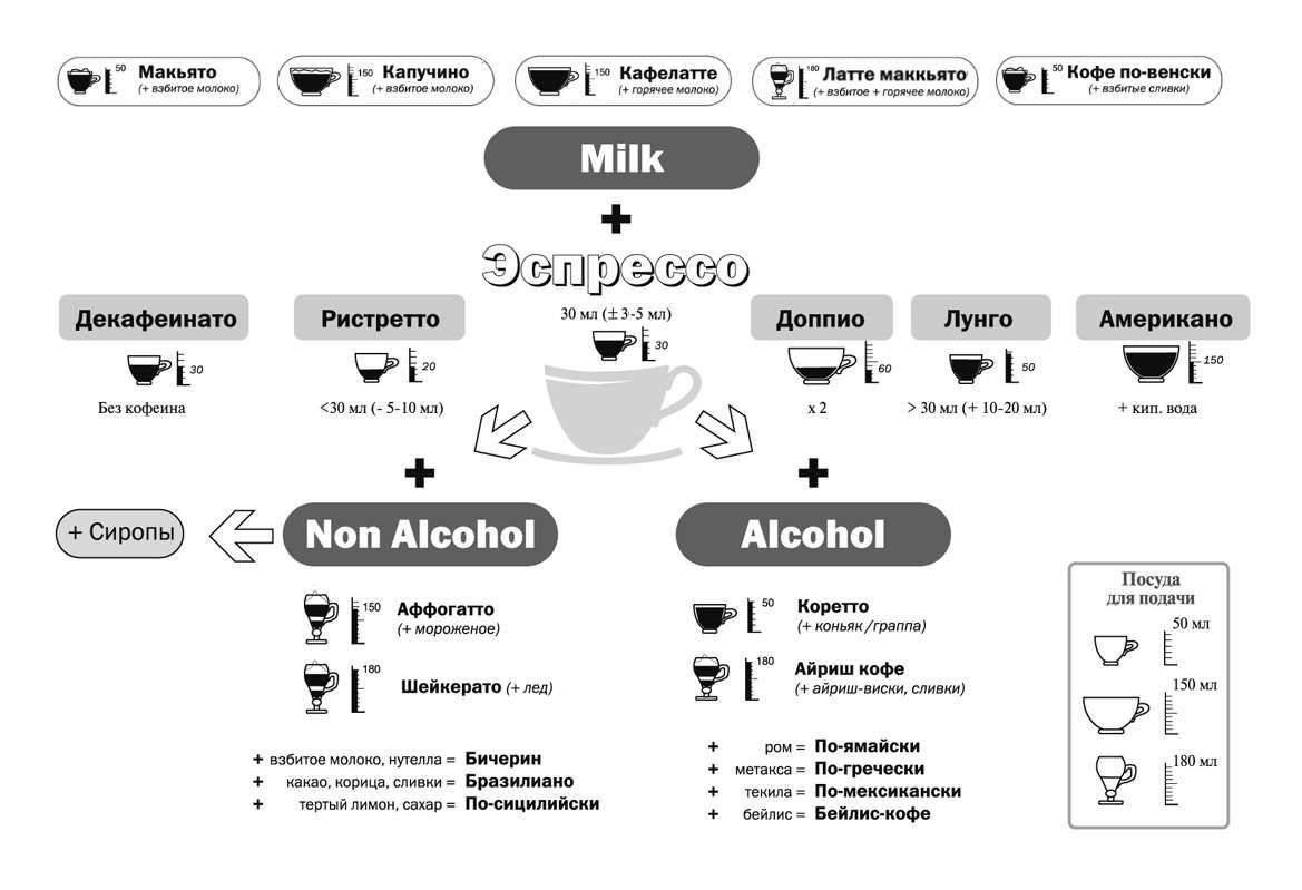 Виды кофе схема