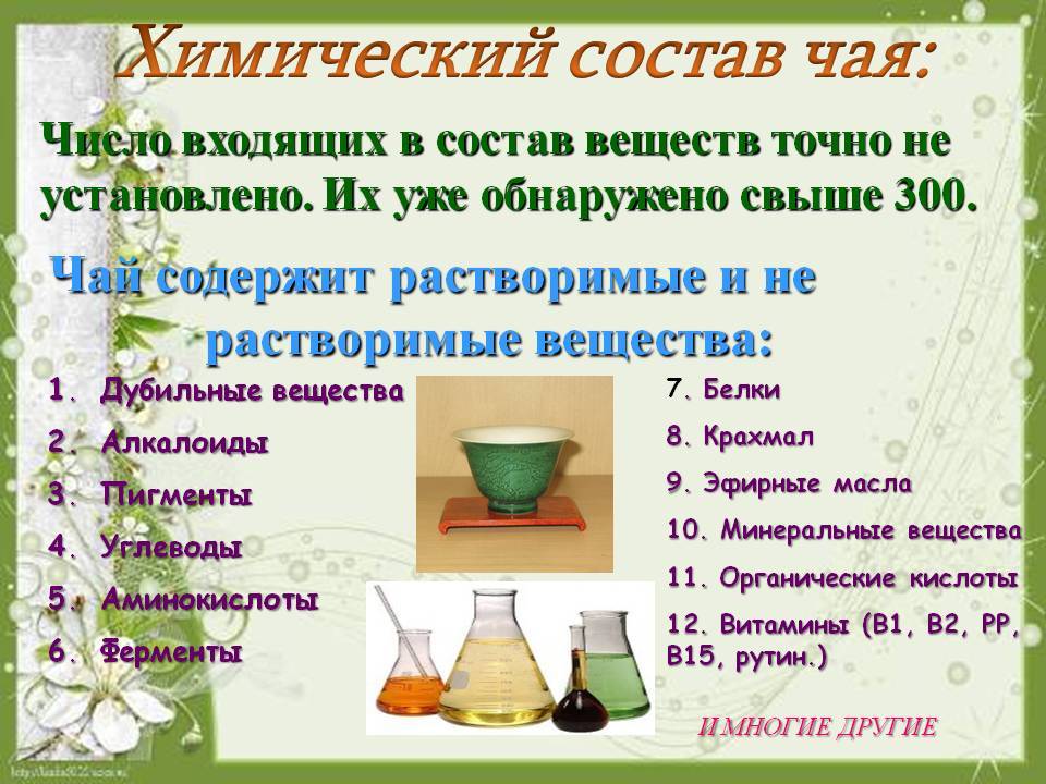 Химический состав чайного листа. энциклопедия целебного чая